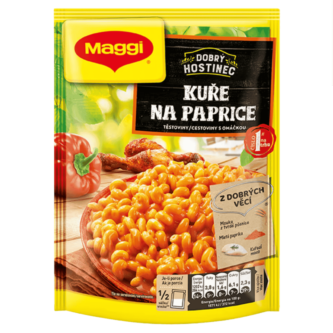 MAGGI Dobrý Hostinec Chicken Paprika Sauce with Pasta / Dobry Hostinec Kure na paprice – testoviny v paprikove omacce