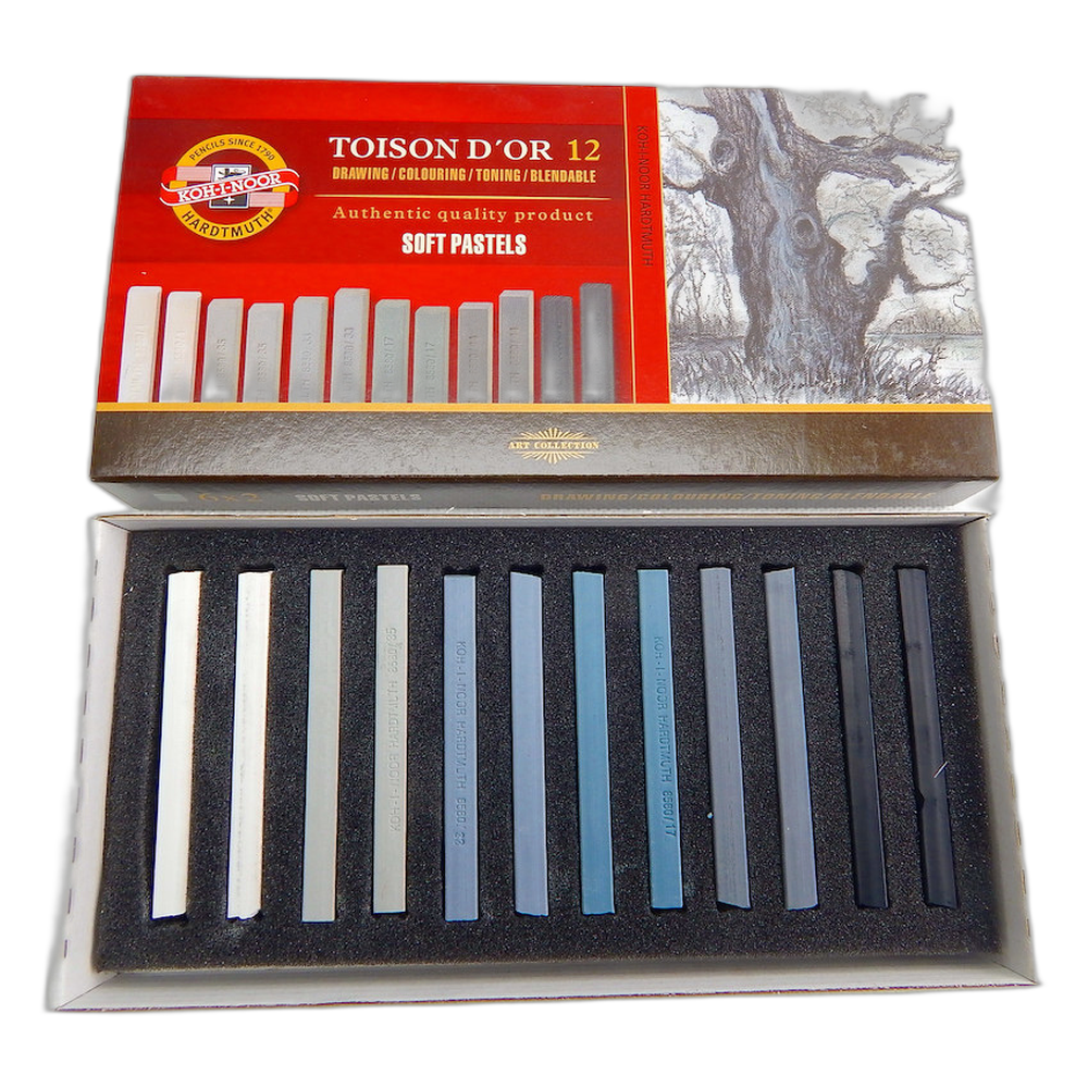 Koh-i-Noor 8592 Artist Soft Pastels 12 Grey Shades