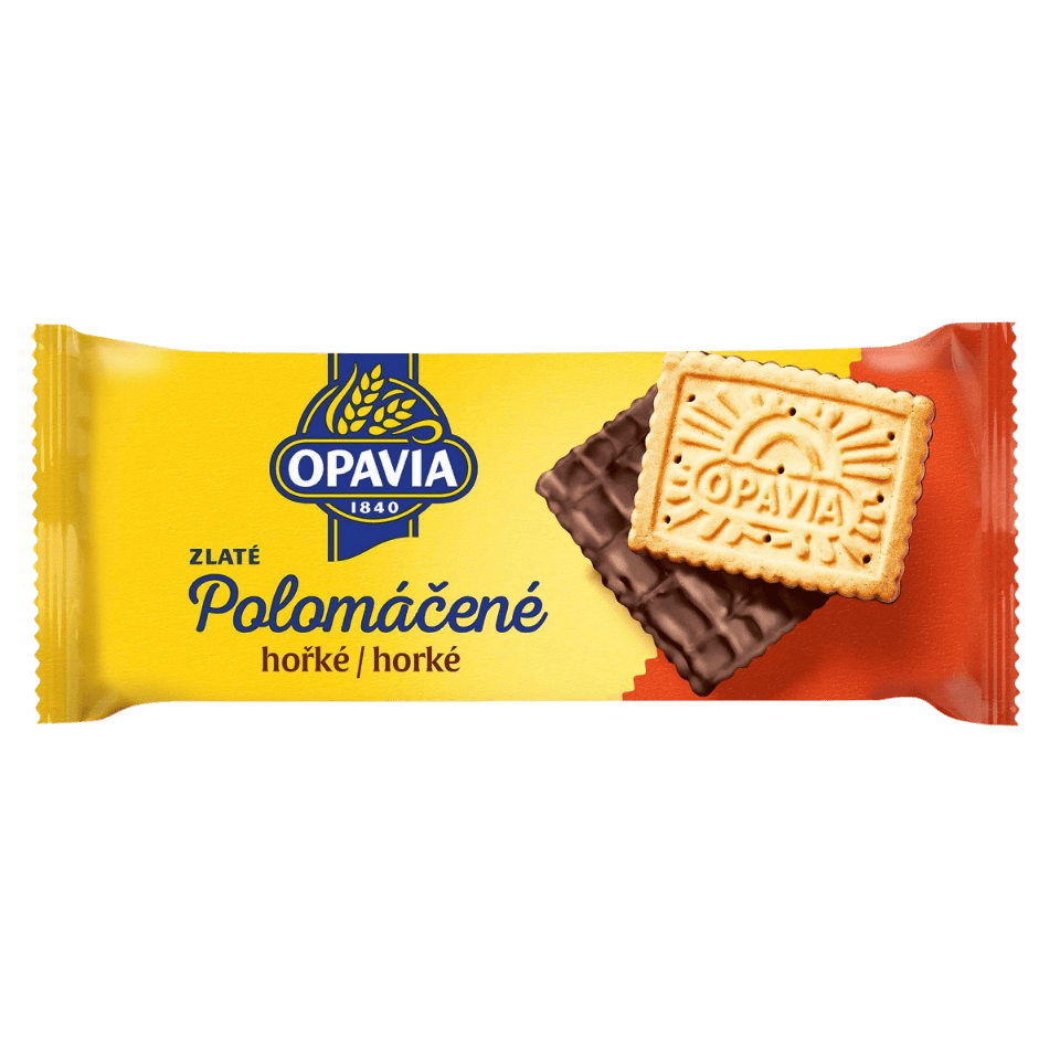 Opavia Zlate Polomacene Dark Chocolate Half Dipped / Zlate Polomacene – polomacene v horke cokolade