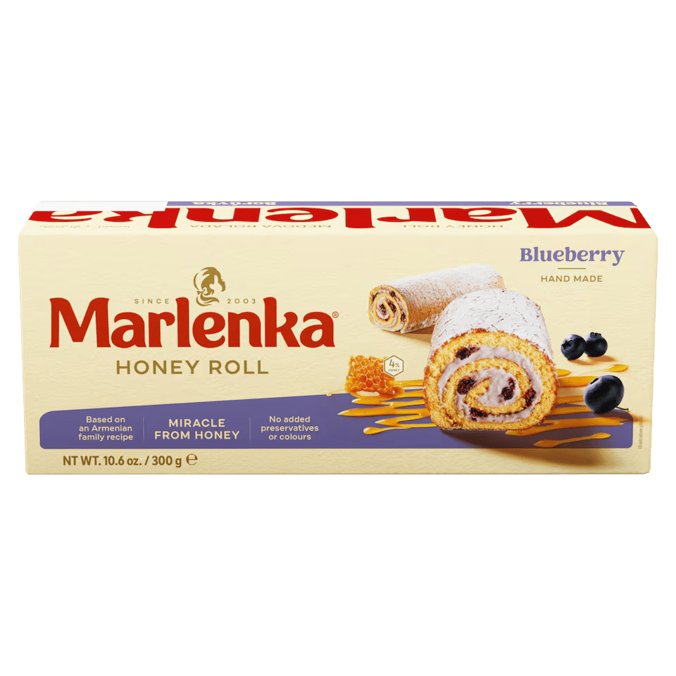 Marlenka Cocoa & Raspberry Honey Roll / Medova rolada s kakaem a malinami / Marlenka Blueberry Honey Roll / Boruvkova medova rolada