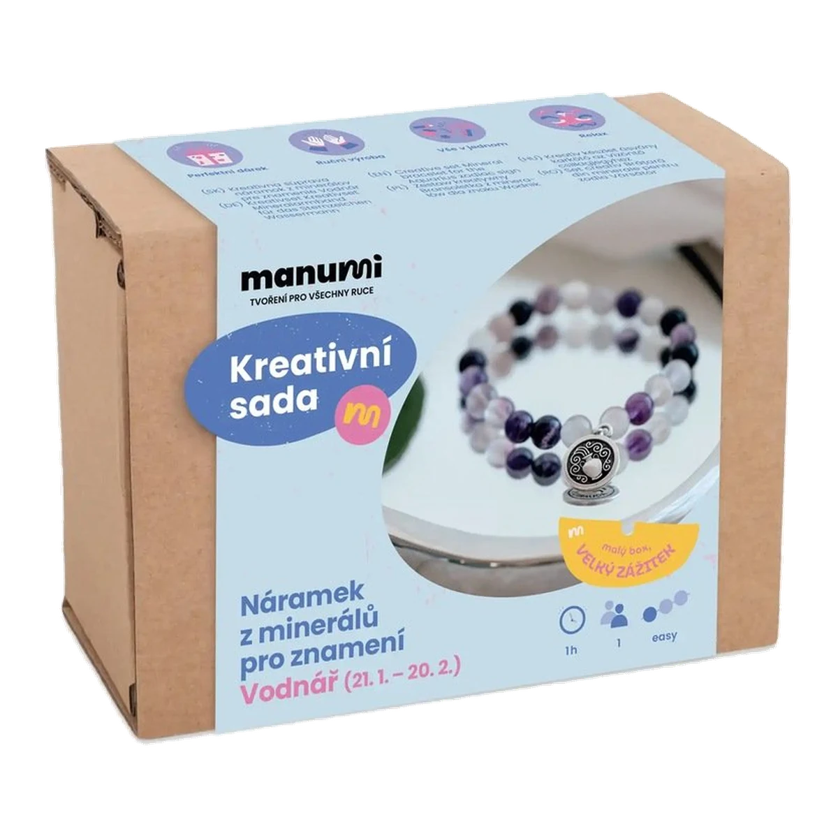 Manumi Gemstone Bracelet Kit, Zodiac Sign Aquarius