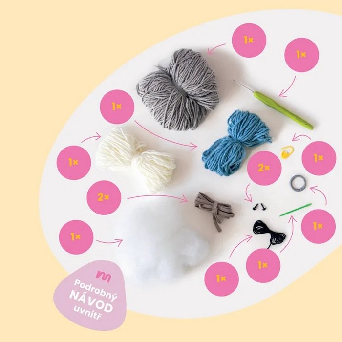Manumi Amigurumi Crochet Kit, Hippo Keychain