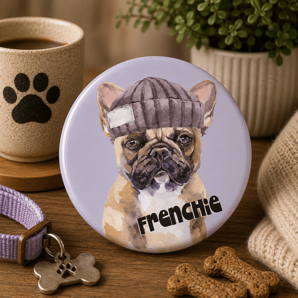 Frenchie Dog Breed Button Badge with Safety Pin