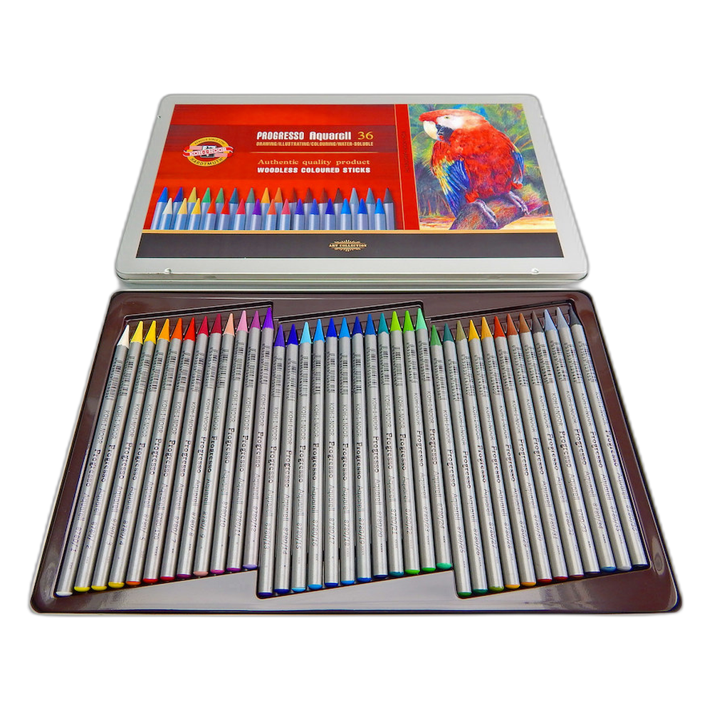 Koh-i-Noor Progresso Aquarell Woodless Pencils 36 in Tin