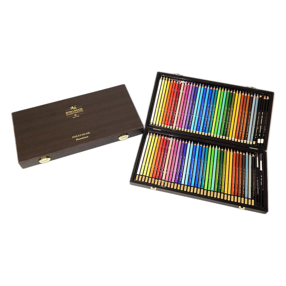 Koh-i-Noor Polycolor and Mondeluz Artist Pencils 72 in Wooden Case