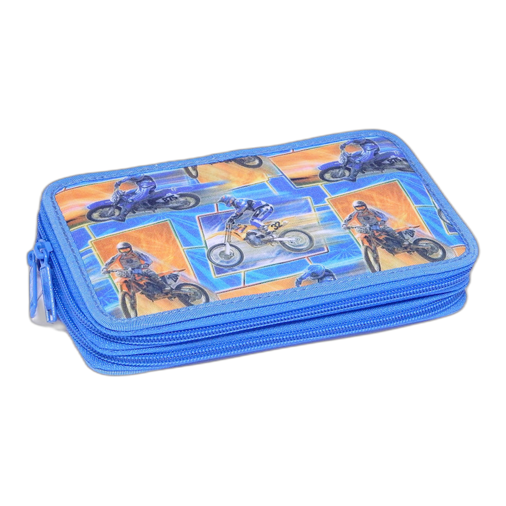 Koh-i-Noor Filled Two Tier Pencil Case Motorbikes