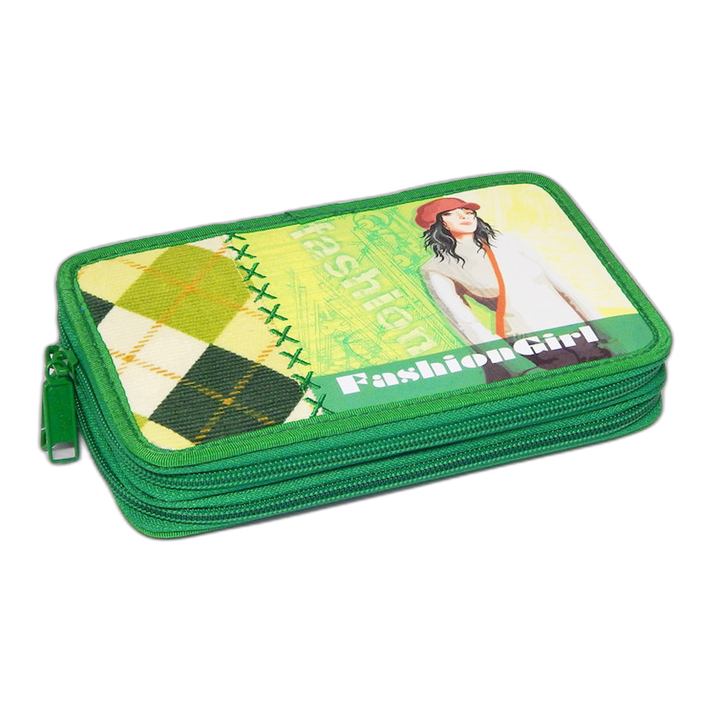 Koh-i-Noor Filled Two Tier Pencil Case Fashiongirl Green