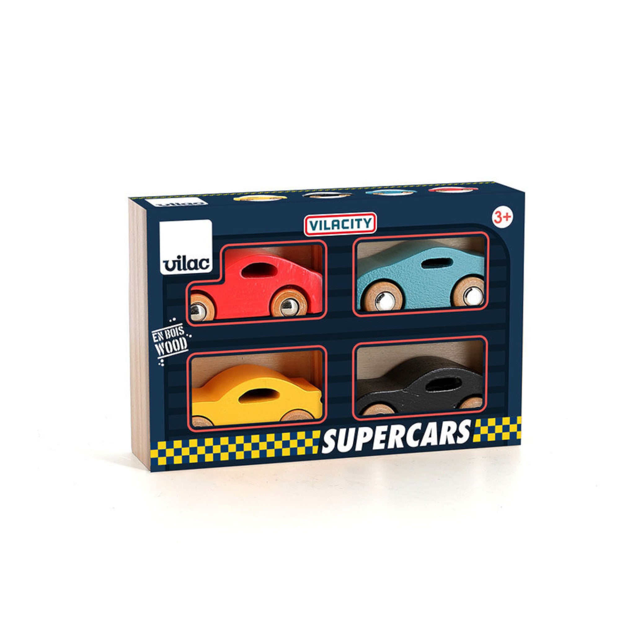 Vilac Super Vilacity wooden toy cars set 4 pcs