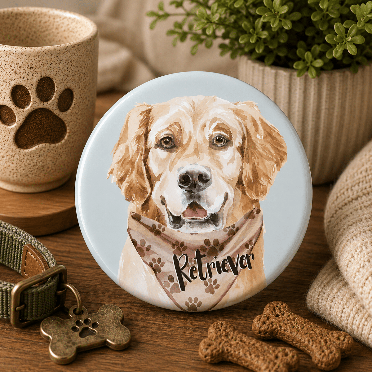 Retriever Button Badge with Safety Pin, 44 mm