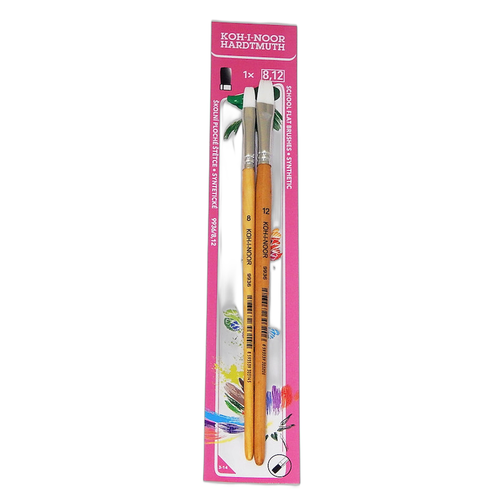 Koh-i-Noor Synthetic Flat Brush Set 9936 Sizes 8 and 12
