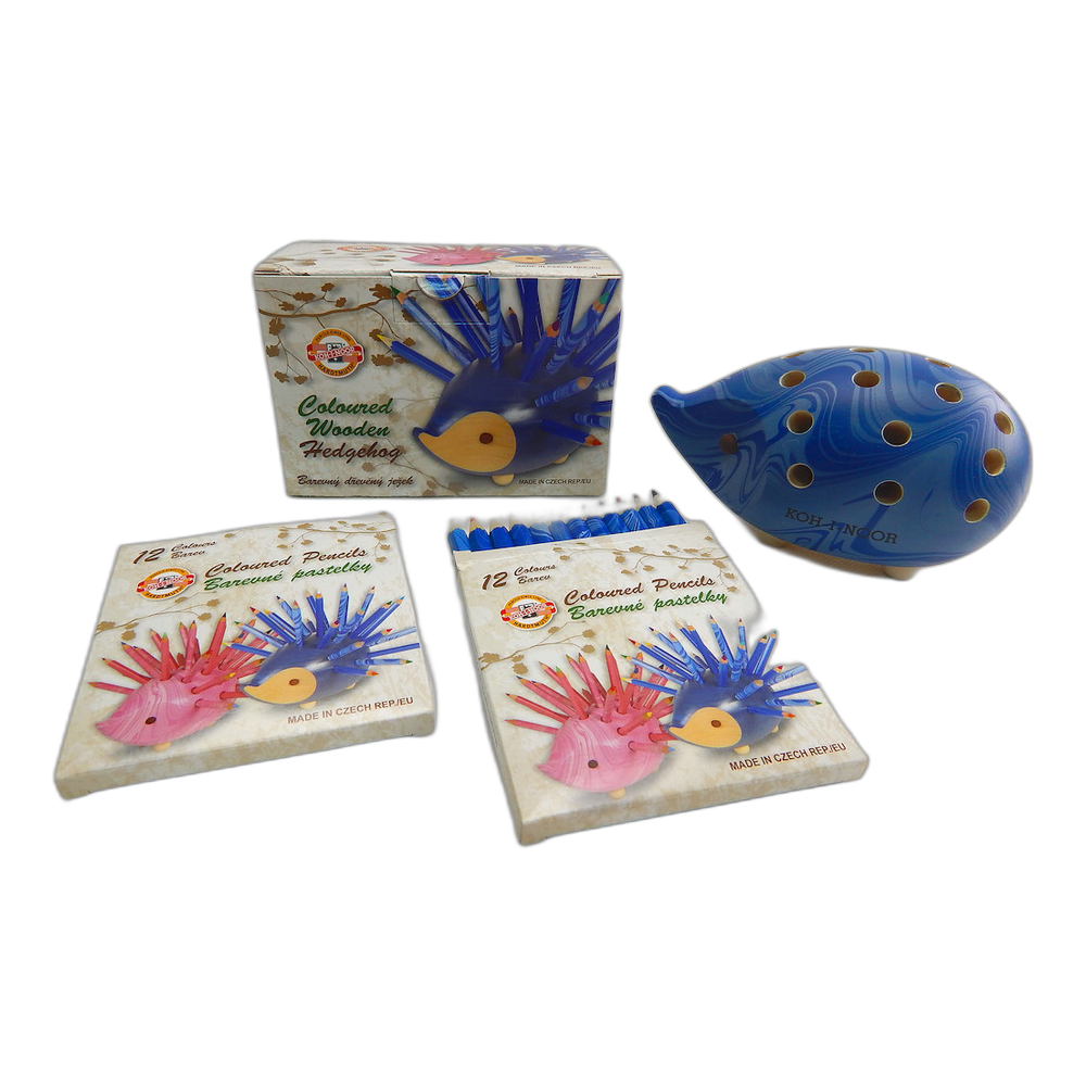 Koh-i-Noor Jezek Wooden Hedgehog 9960M Small Blue with 24 Magic Pencils