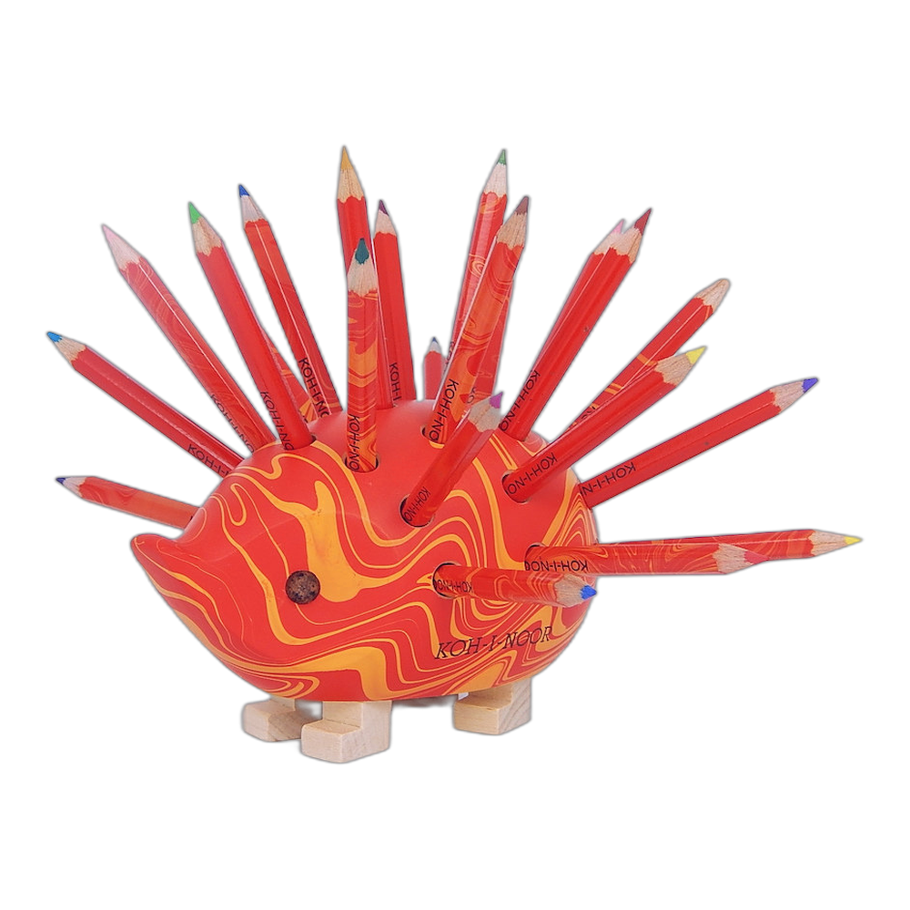 Koh-i-Noor Jezek Wooden Hedgehog 9960M Small Red with 24 Magic Pencils