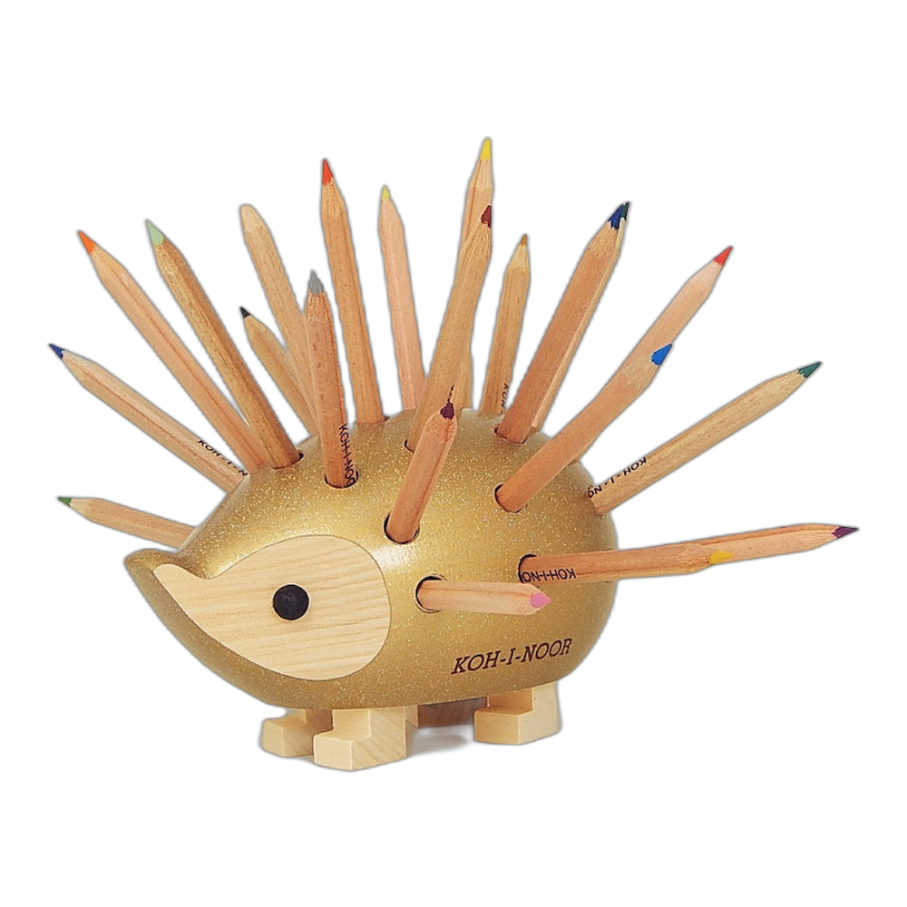 Koh-i-Noor Jezek Wooden Hedgehog 9960M Small Gold with 24 Colored Pencils