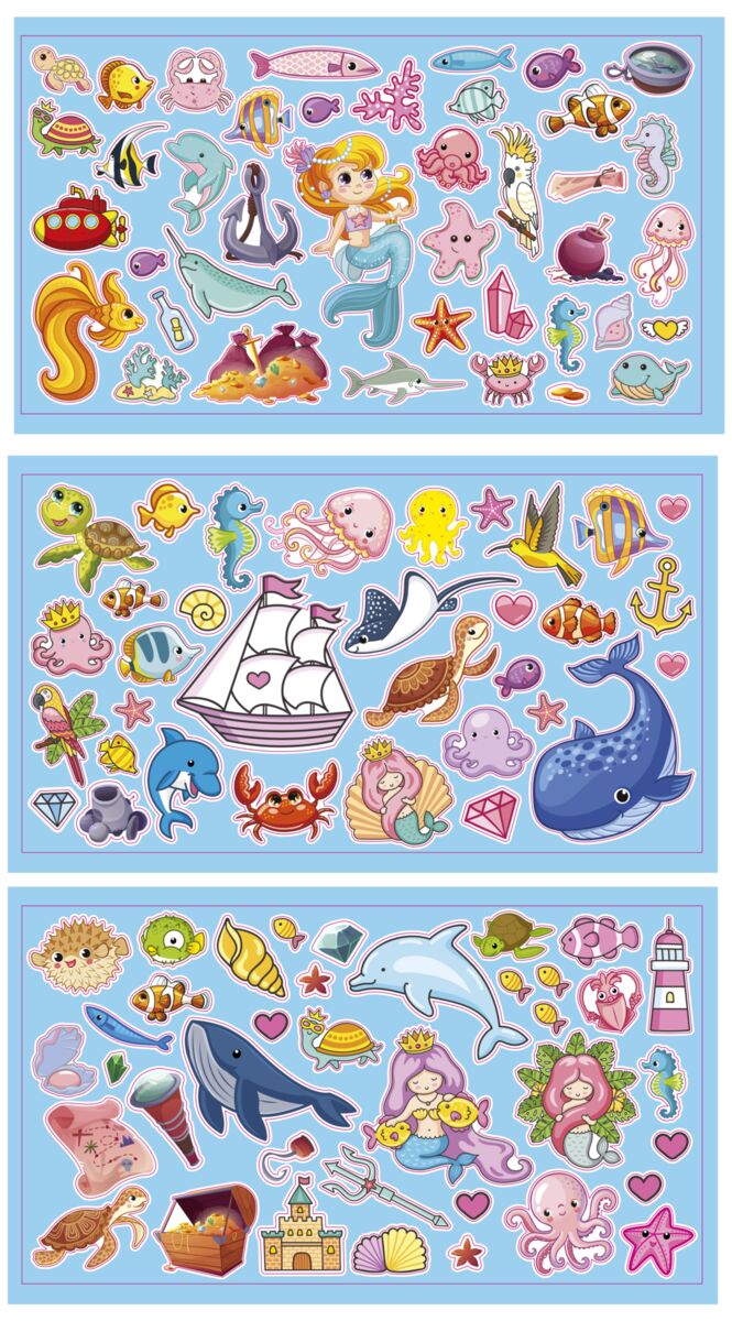 Sea Window Sticker Creative Set 100+ pcs, 29x21 cm