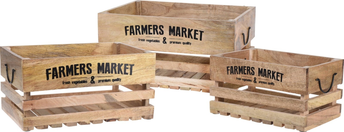 Farm-Style Wooden Storage Boxes, Set of 3
