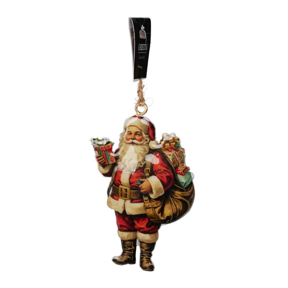 Vintage Tin Christmas Ornament – Santa, 10 cm