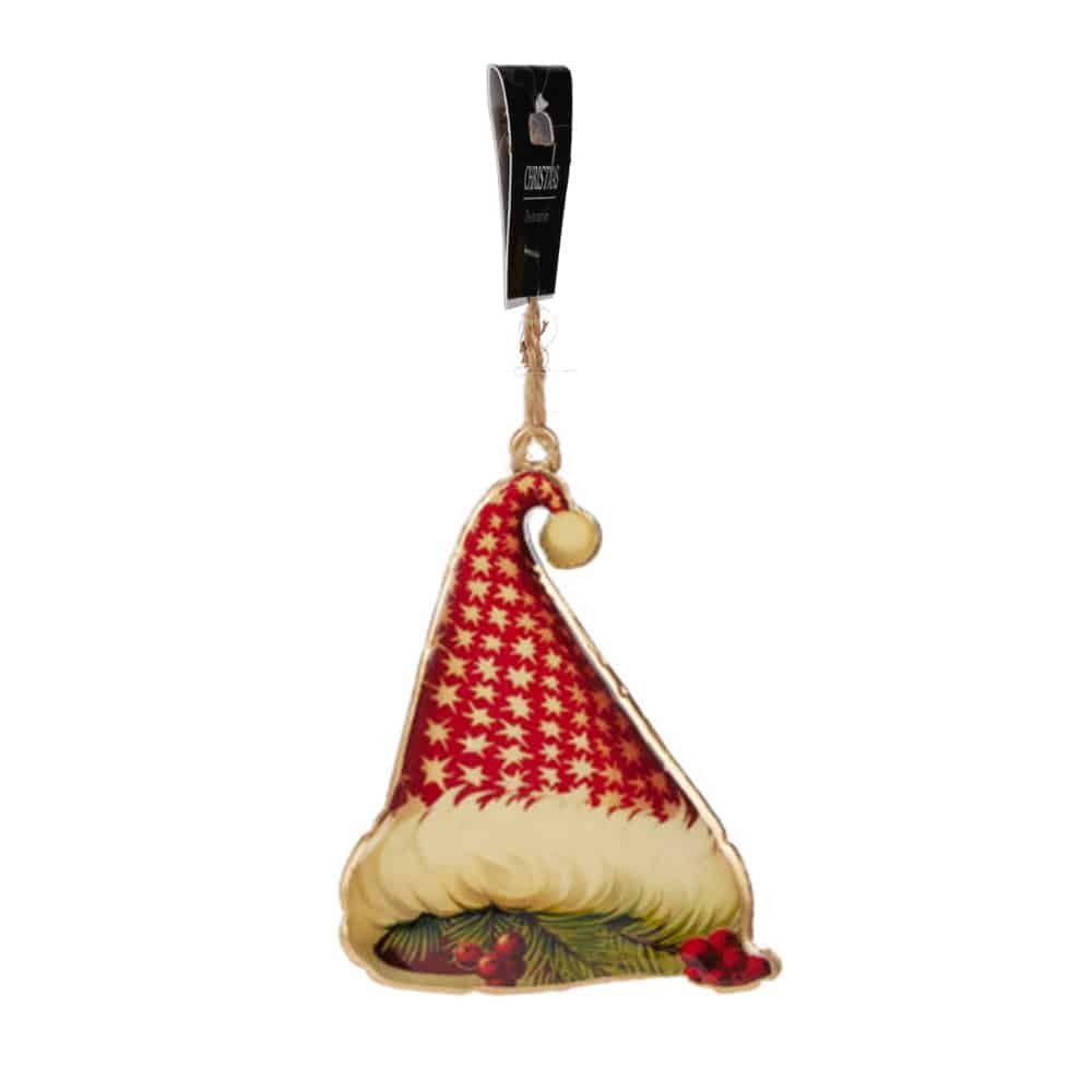 Tin Christmas Ornament – Santa's Hat
