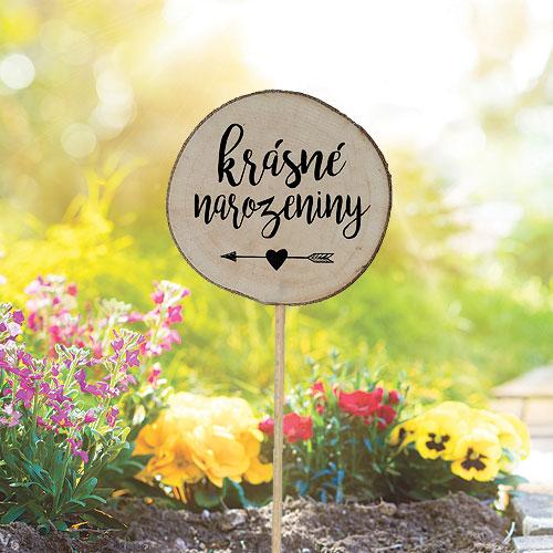 Wooden Flowerpot Pick and Decoration 30 cm – Happy Birthday
