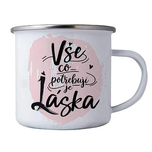 Enamel Mug 350 ml with “All I Need Is Love” Print