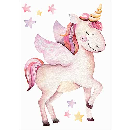 Children's Wall Sticker with Unicorn and Stars