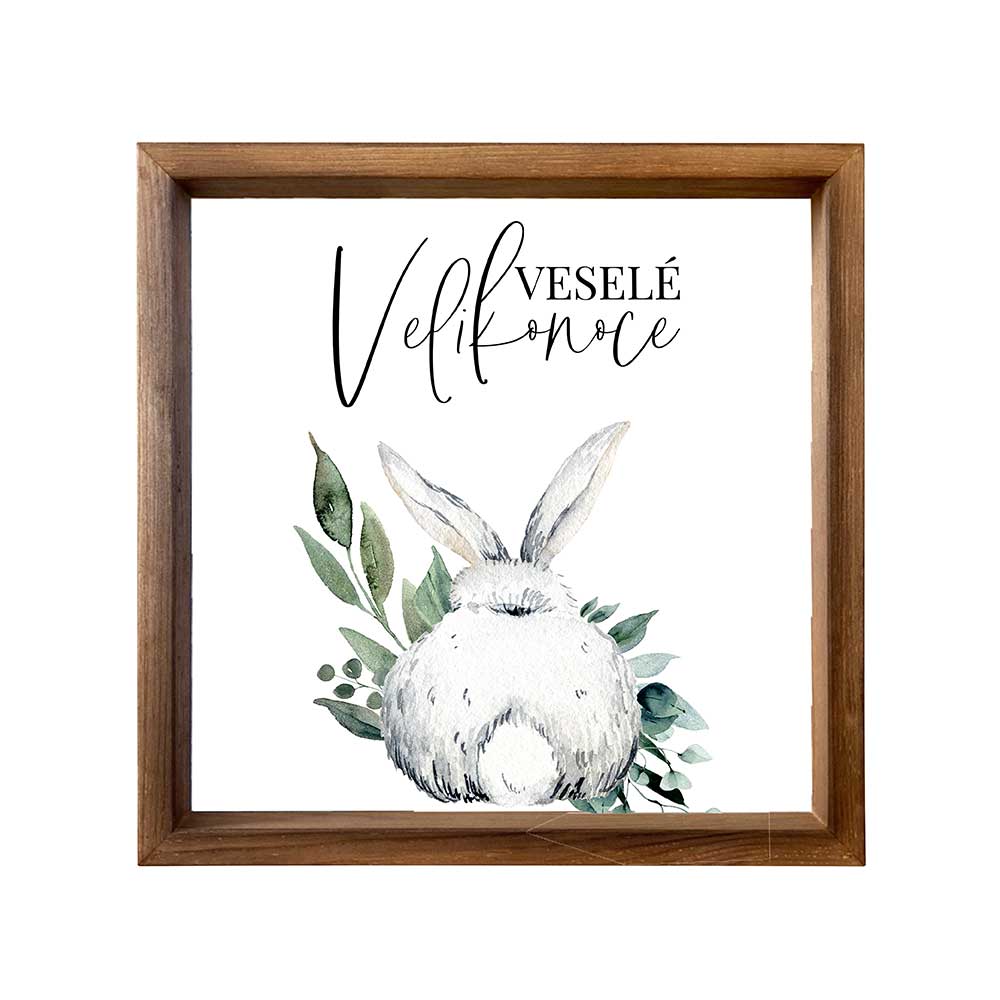 Happy Easter Decorative Picture in Wooden Frame 30 x 30 cm