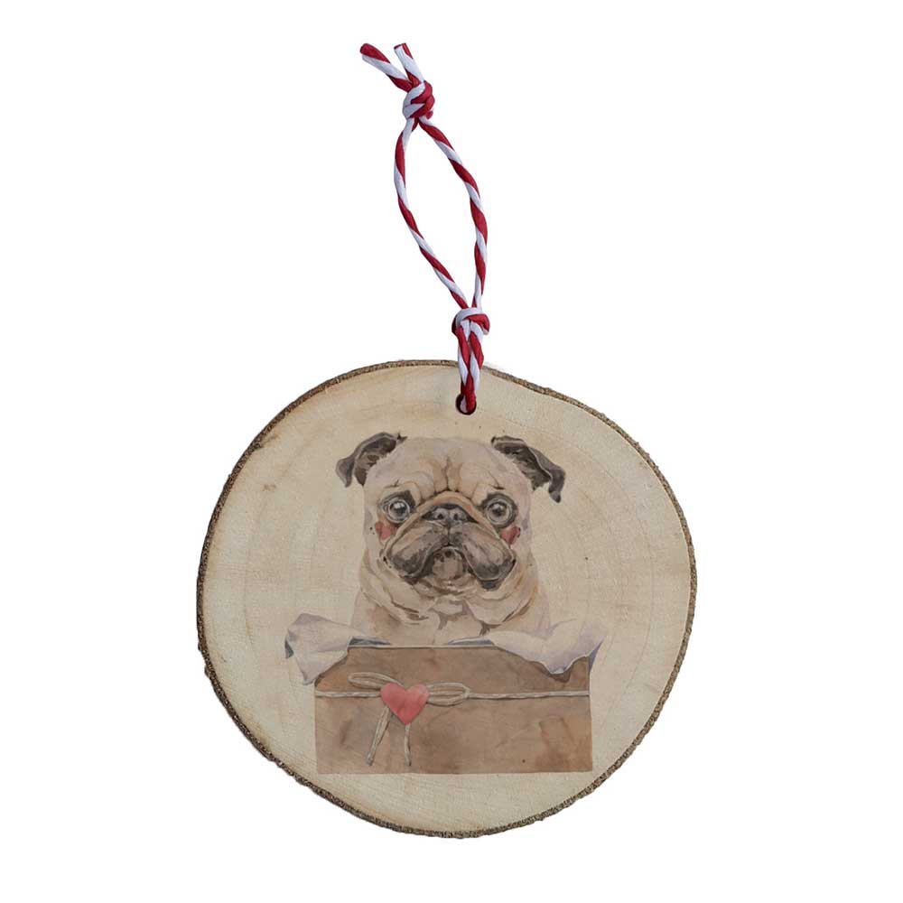 Wooden Christmas Ornament – Pug