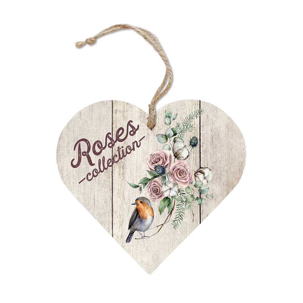 Wooden Scented Heart with Rose Fragrance, 7.5 cm