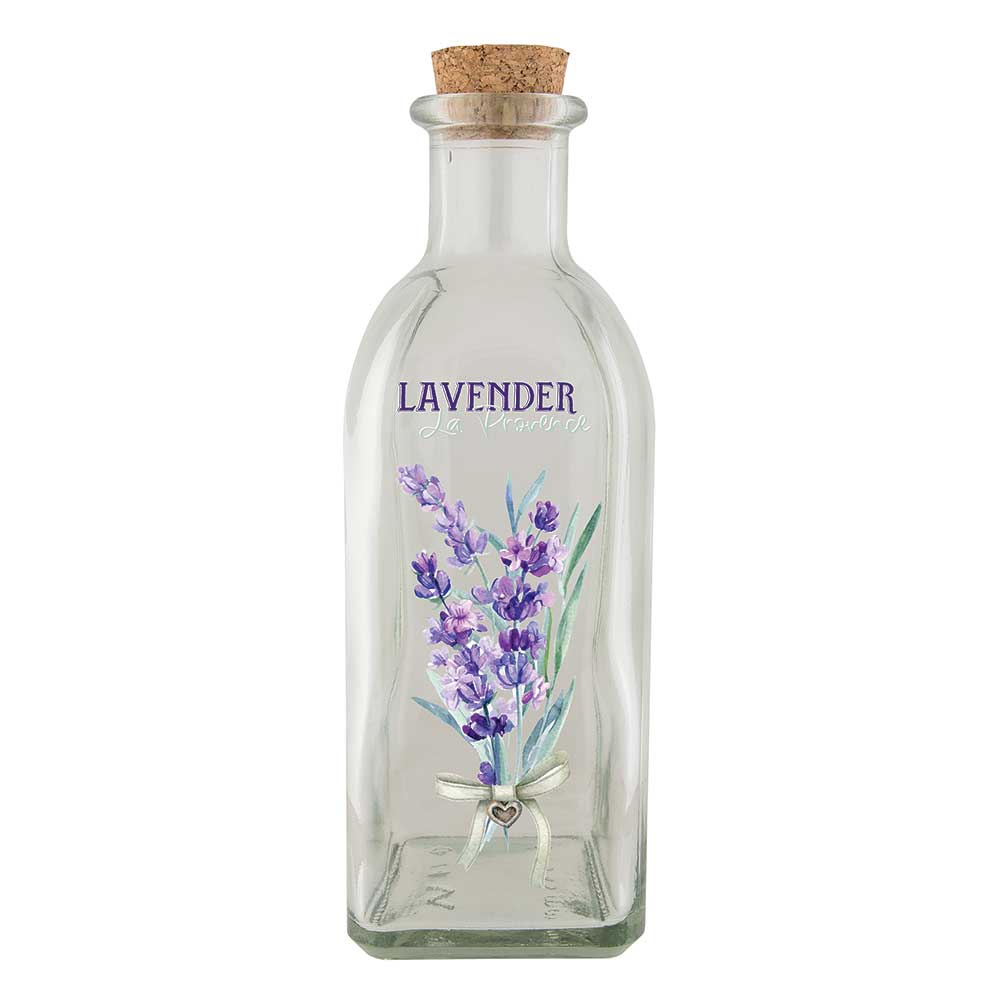 Glass Decorative Bottle with Cork Stopper – Lavender