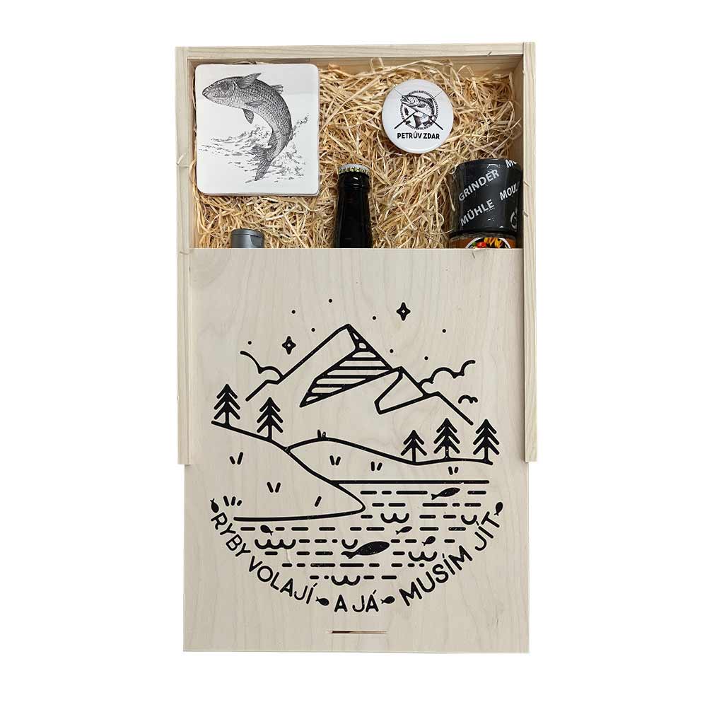 XL Wooden Gift Box for Fishermen – Fish Are Calling