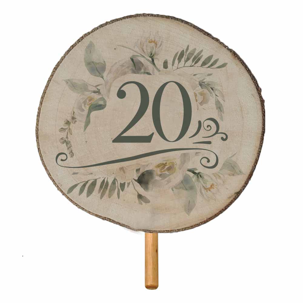 Wooden Floral Pick and Decoration for a 20th Birthday