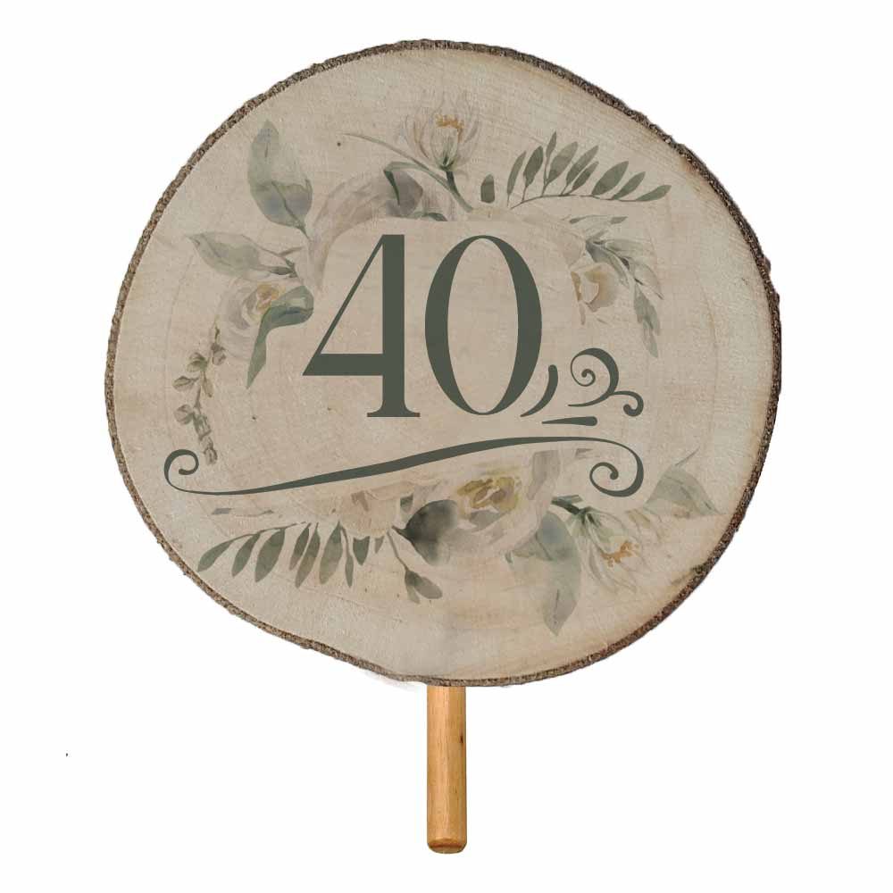 Wooden Flower Pick and Decoration for a 40th Birthday
