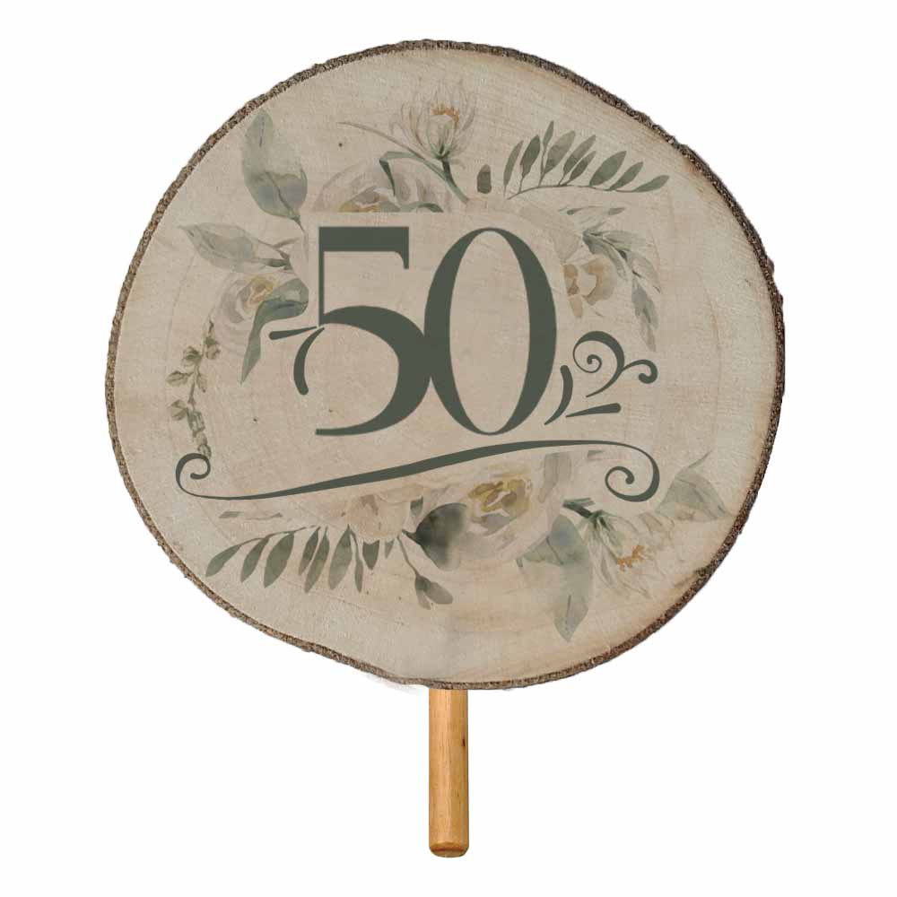 Wooden Flower Pick and Decoration for a 50th Birthday
