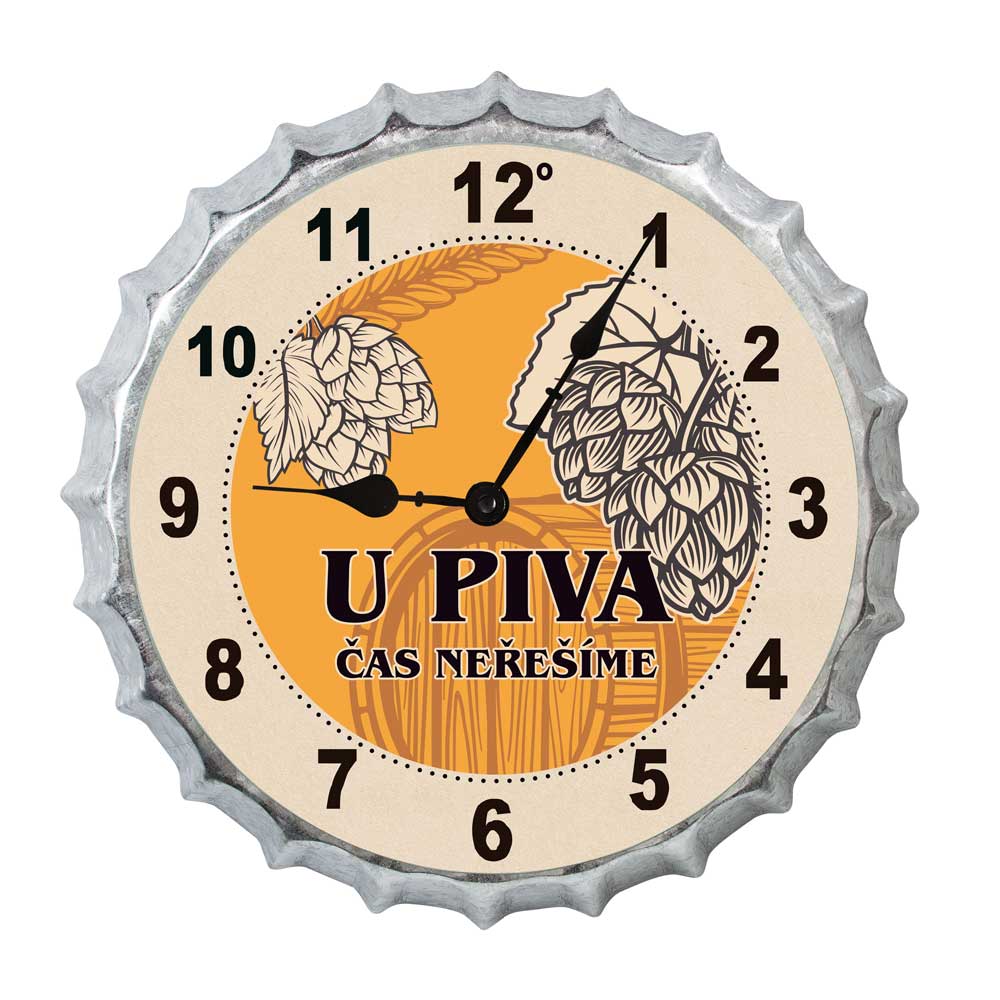 Large Wall Clock in Bottle-Cap Shape, 35 cm
