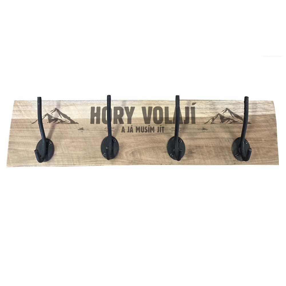 Wooden Wall-Mounted Coat Rack – The Mountains Are Calling