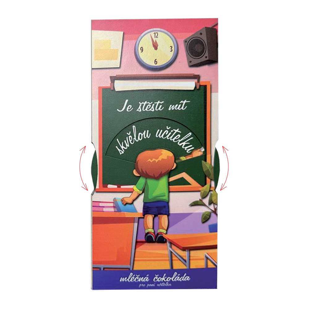 Interactive Milk Chocolate for a Female Teacher, Boy at Blackboard