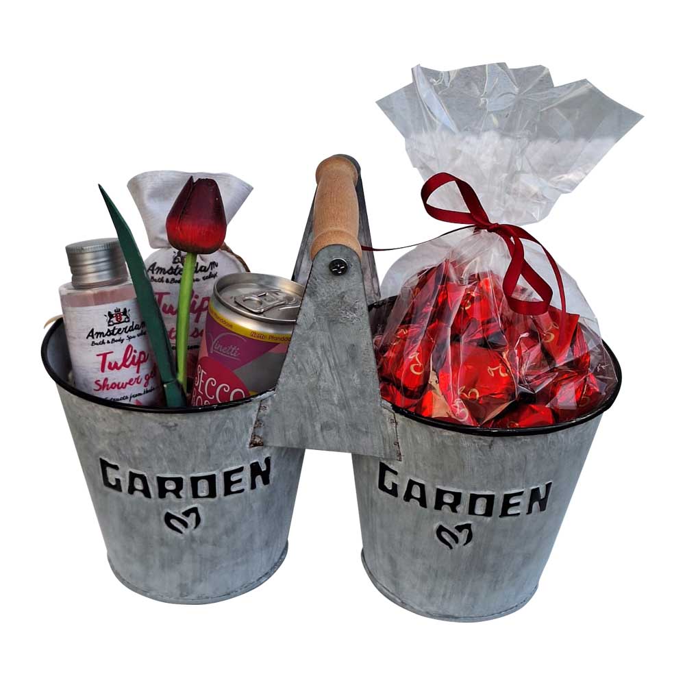 Tin Gift Basket for a Woman with Tulip