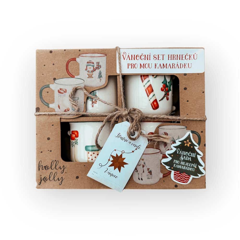 Christmas Set of 4 Ceramic Mugs for My Friend