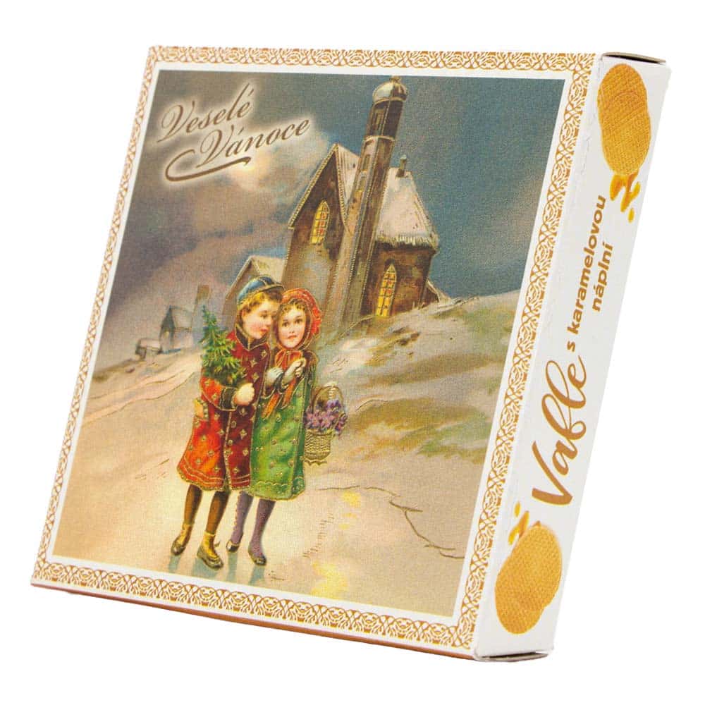 Caramel-Filled Wafers in a Christmas Stand-Up Gift Box