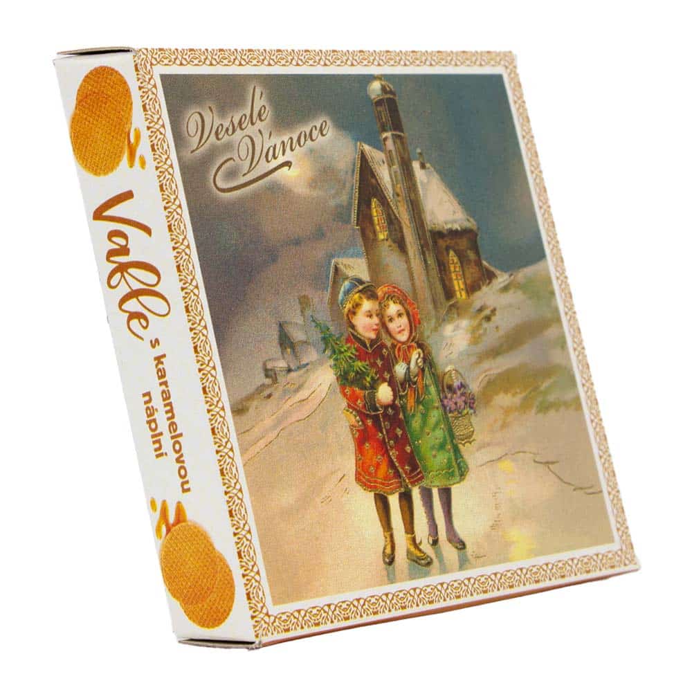 Caramel-Filled Wafers in a Christmas Stand-Up Gift Box