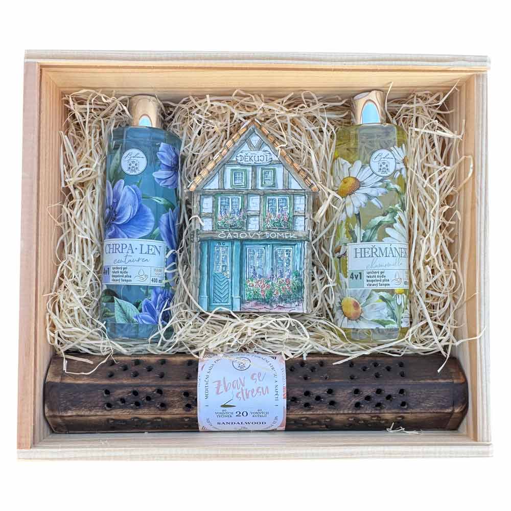 Women's Antistress Gift Box with Tea, Incense and Cosmetics