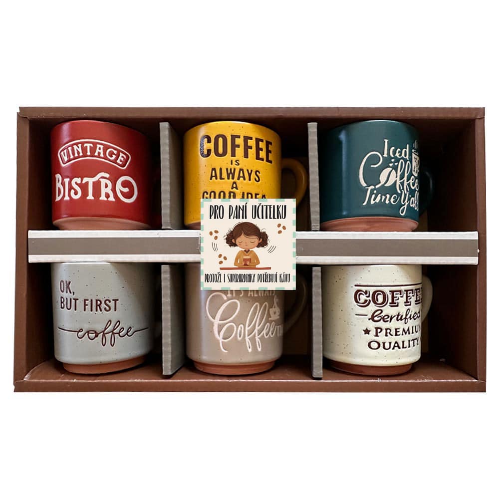Gift Set of 6 Ceramic Mugs for a Female Teacher