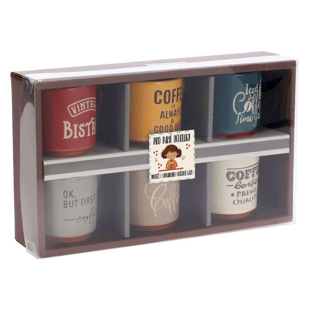 Gift Set of 6 Ceramic Mugs for a Female Teacher