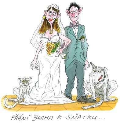 Wedding T-shirt with a Wish of Marital Bliss / Pivrnec