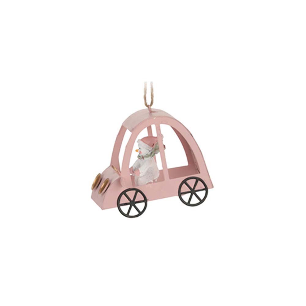 Christmas Tin Ornament with a Figurine Inside