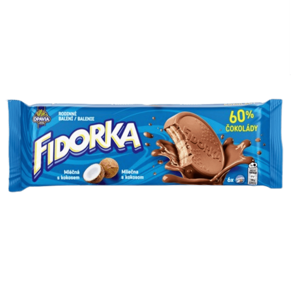 Opavia Fidorka Milk Chocolate with Coconut – Family Pack / Fidorka v mlecne cokolade s kokosem – rodinne baleni