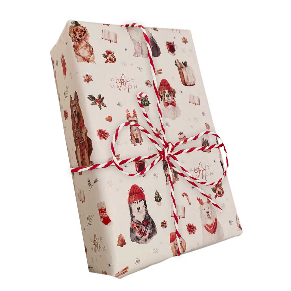Christmas Wrapping Paper for Dog Lovers, 4 A2 Sheets