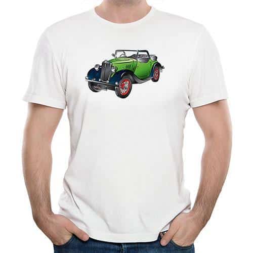 Retro T-shirt with Green Vintage Car Print