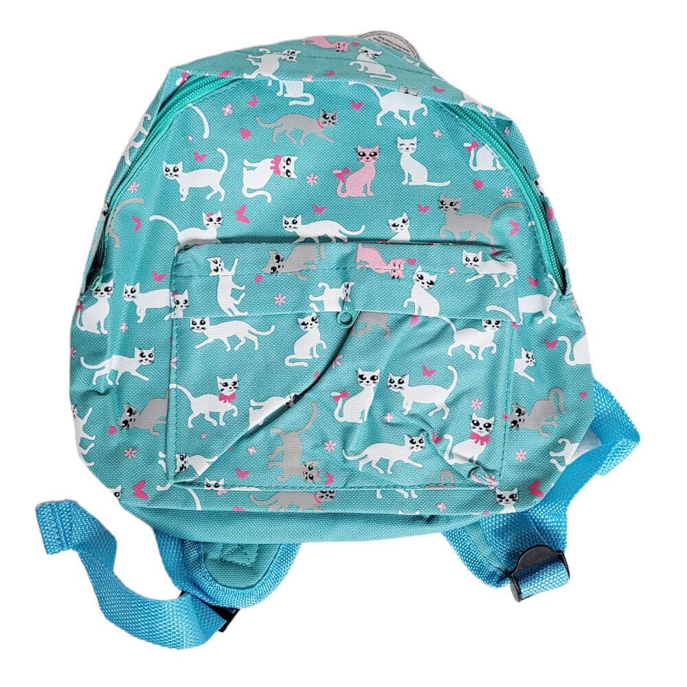 Children's Backpack – Turquoise with Cats