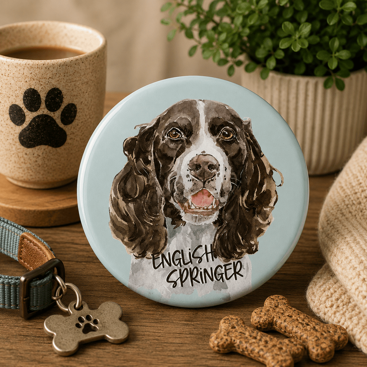 English Springer Button Badge with Safety Pin