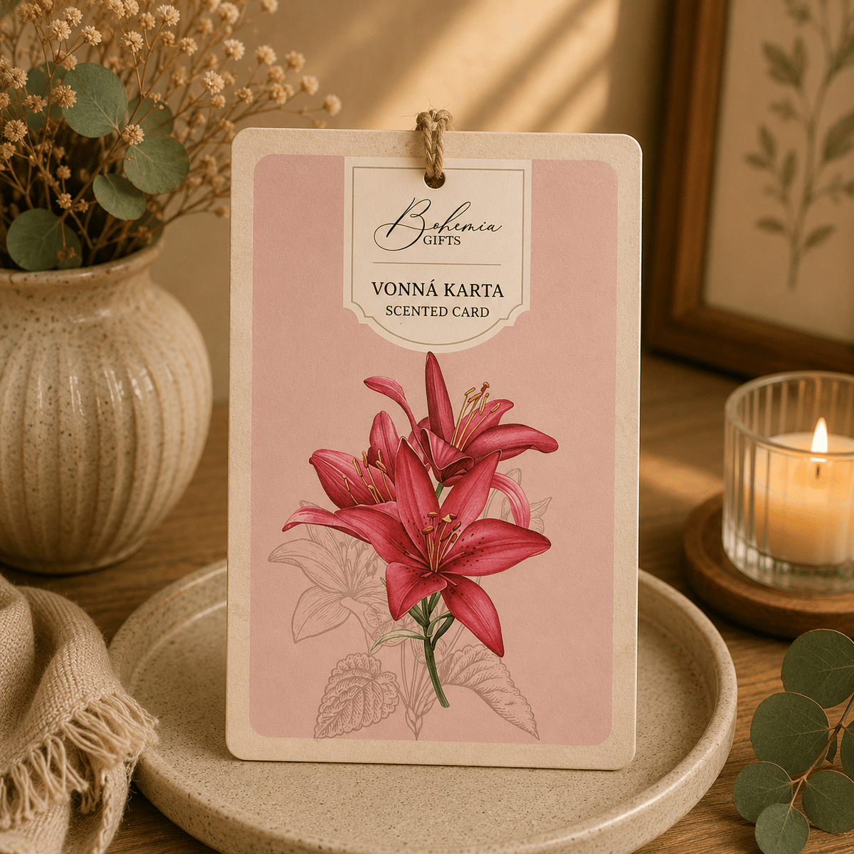 Large Scented Card with Red Flowers